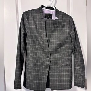 Banana Republic Window Pane Print Grey Suit